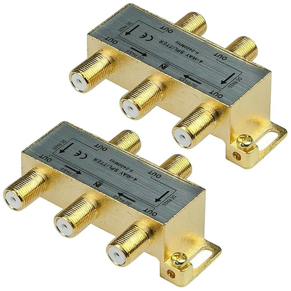 2x 4Way Coaxial Cable Splitter Coax TV Antenna Satellite Signal Split