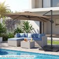 thumbnail image 4 of Costway 11 x 9 FT Cantilever Patio Umbrella with 360° Rotation Easy Tilt Adjustment 8 Ribs Tan, 4 of 11