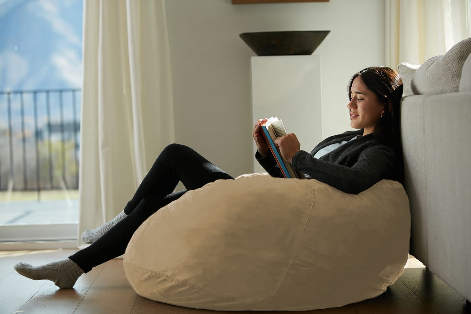 Sofa Sack Bean Bag Chair, Memory Foam Lounger with Microsuede Cover, Kids, 3 ft, Camel