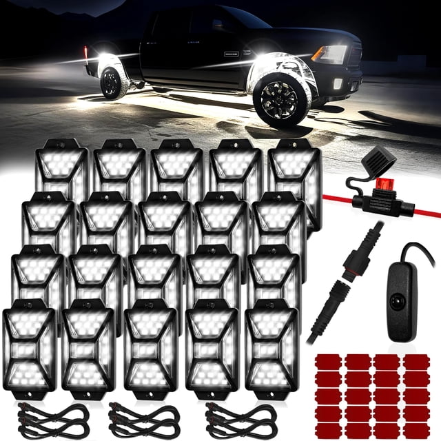 Kit de luces LED Rock Auto Buero, 20 unidades, 6500 K, resistentes al agua