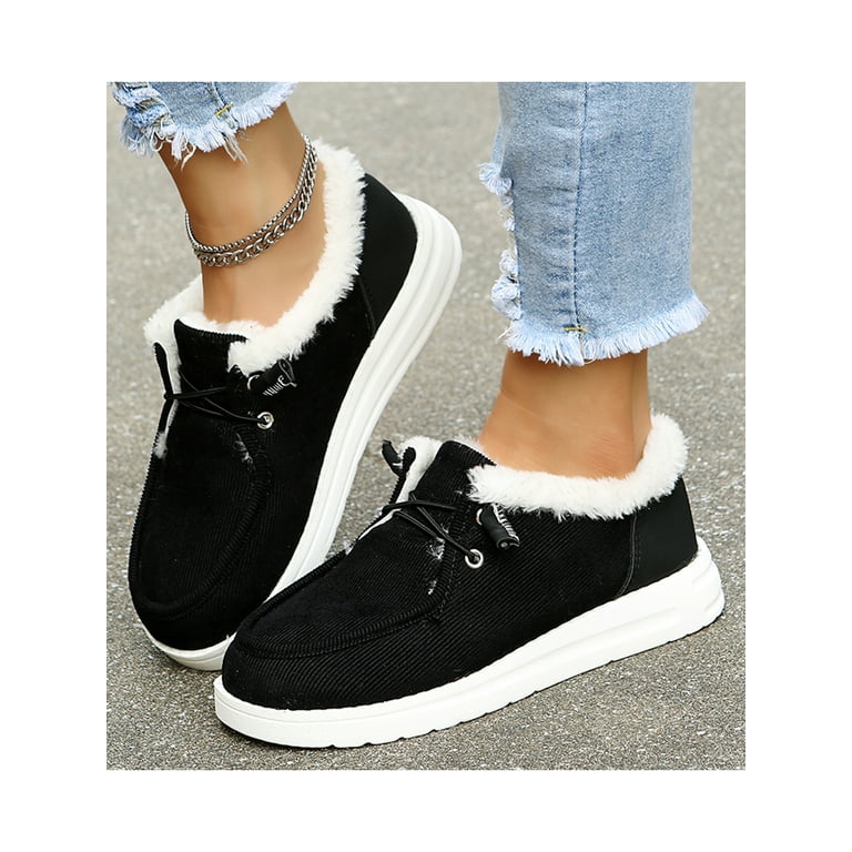 SIMANLAN Womens Slip On Winter Faux Fur Moccasins Slippers Indoor