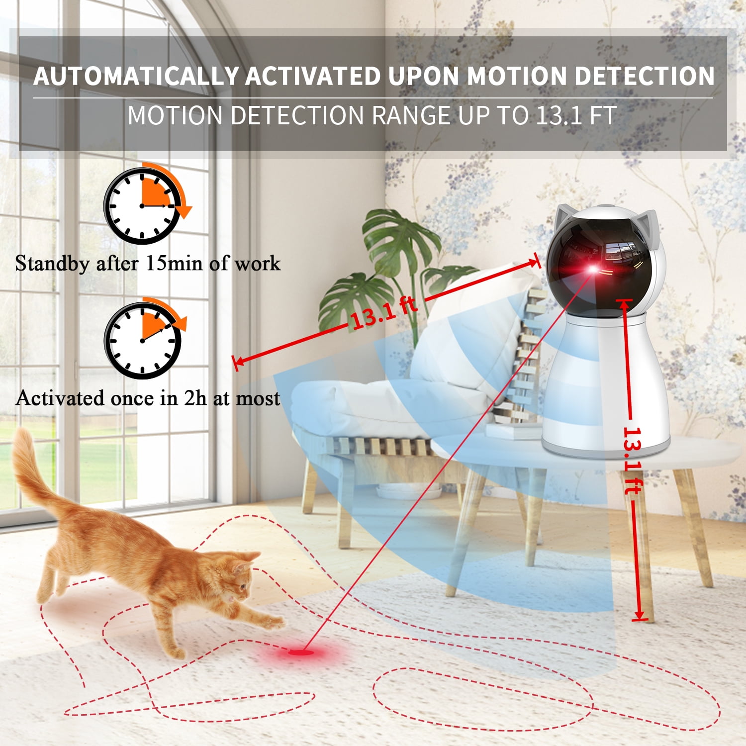 YVE LIFE Cat Toys,The 4th Generation Real Random Trajectory,Motion Activated Rechargeable Automatic Cat Laser Toy,Interactive Cat Toys for Indoor Cats/Kitten/Dogs