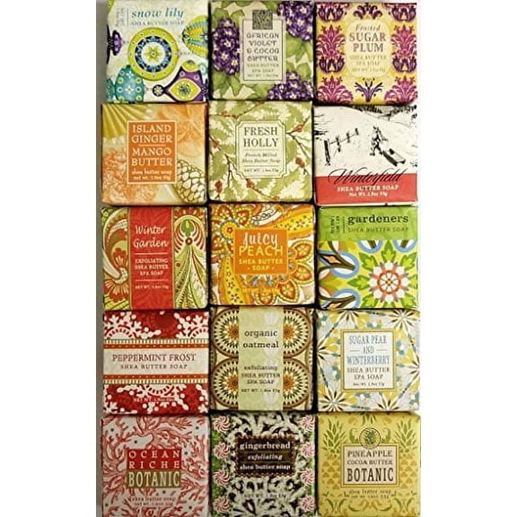 Greenwich Bay 2 inch French Milled Soap Bar 15 Luxury Shea Butter Soap Sampler (Scentsational Mix)