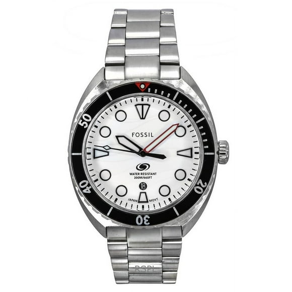 Fossil Breaker Montre Homme en Acier Inoxydable Cadran Blanc Quartz FS6063 200M