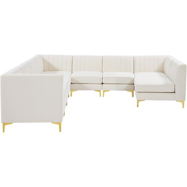 Meridian Furniture Alina Cream Velvet Modular Sectional