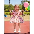 thumbnail image 3 of BemeyourBBs Toddler Baby Girl Summer Strawberry Dress Fruit Outfit Ruffle Sleeve Square Neck Front Bow Smocked Tulle Tutu Dress Birthday Party Princess Dresses, 3 of 9