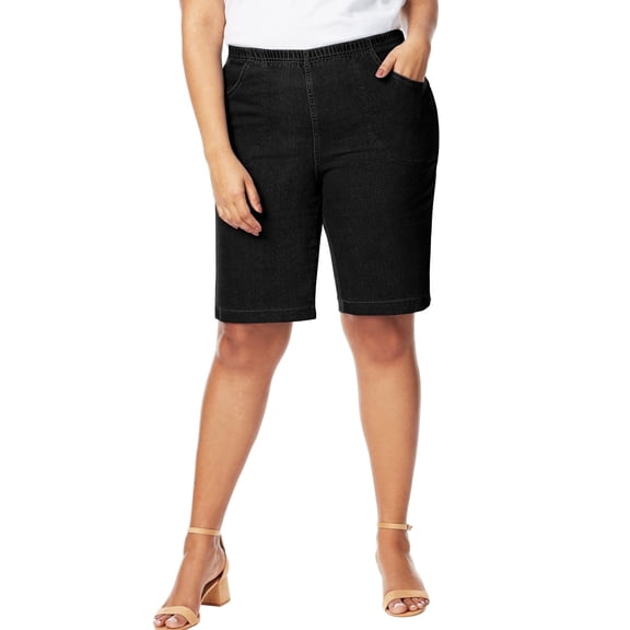 JustMySize Womens 4-Pocket Bermuda Shorts 5X Black Twill