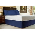 thumbnail image 1 of Pleated Bed-Skirt Full Size – Stripe Navy Blue Luxury Double Brushed 100% Microfiber , Easy Fit Wrinkle and Fade Resistant, 18” inch Tailored Drop by Splendid, 1 of 3