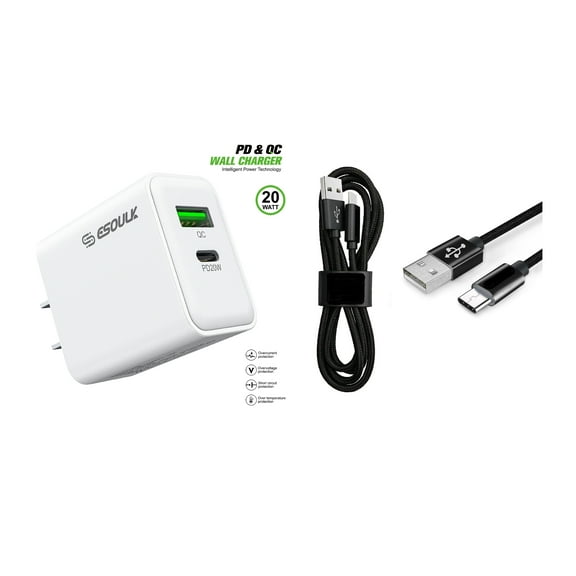 Compatible for TCL 30 XE 5G T767W 20W Fast Home Wall Travel Charger 3FT USB A to C USB Cable