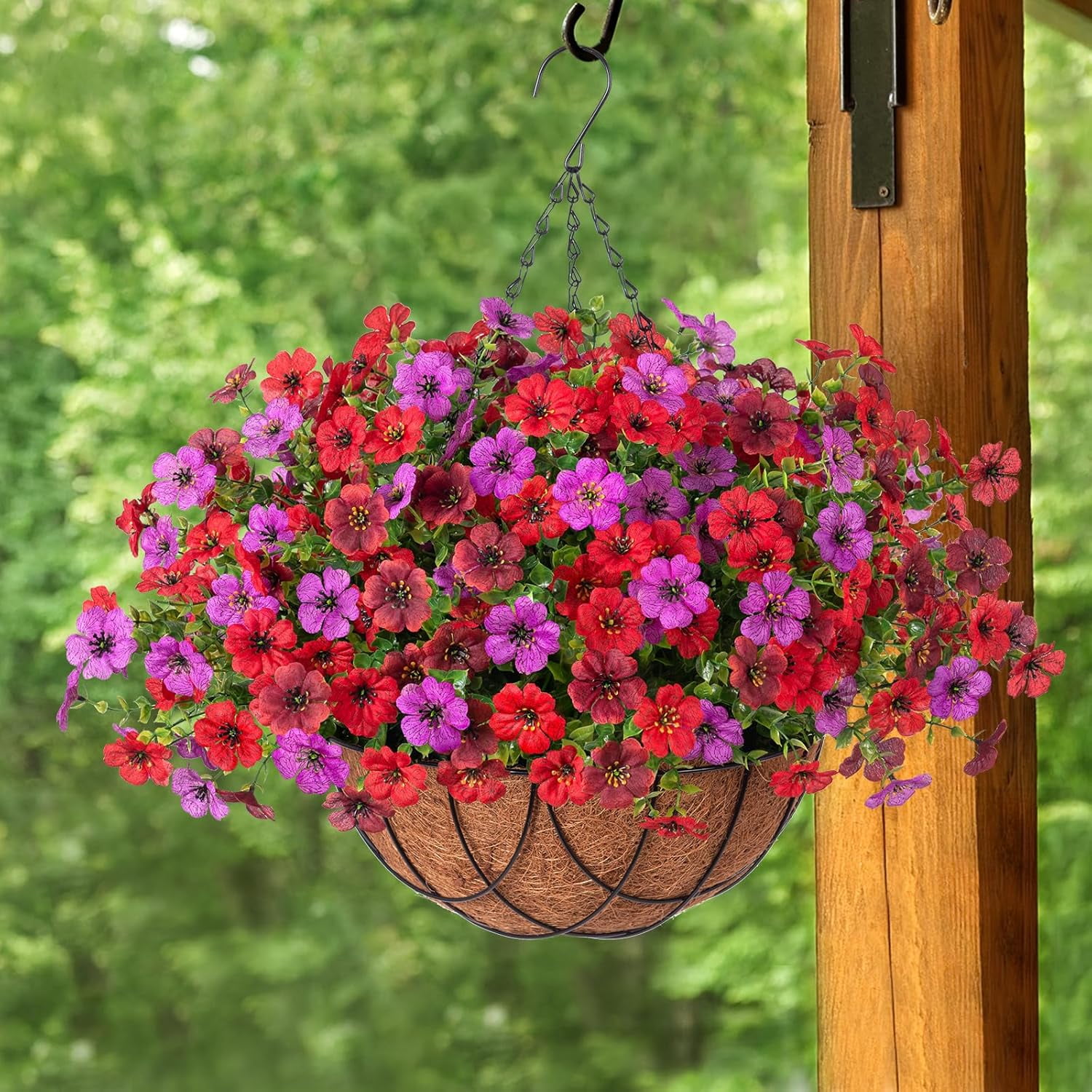 Hanging Plastic Fake Flower Bouquet for Home Wedding Balcony Coffee Outdoor Decoration Hanging Basket Plant Artificial Flower