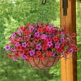 thumbnail image 5 of 7 Fork Artificial Golden Bell Willow Hanging Plastic Flower Basket Outdoor Indoor Patio Lawn Garden Hanging Basket with Chain Flowerpot, 5 of 6