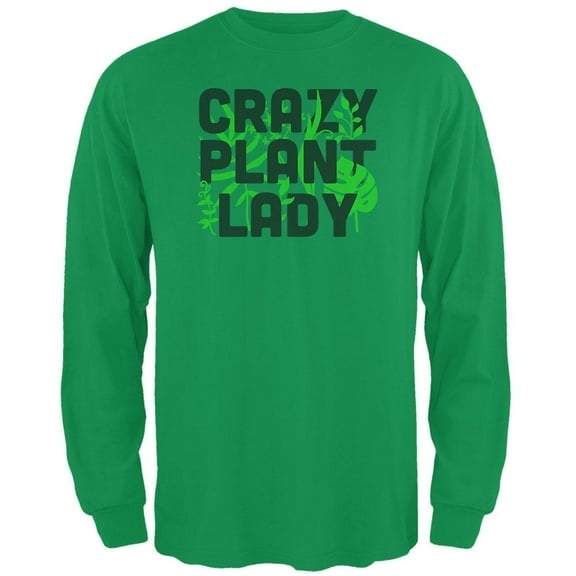 Gardening Crazy Plant Lady Mens Long Sleeve T Shirt Irish Green 2XL