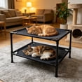 thumbnail image 2 of huayou Solid Black Double Tier Raised Pet Bed, Breathable Durable Oxford Cloth Surface, Decoration, for Indoor Cat Dog Kennel Under 10kg, 19.69x19.69x17.71 inch, Pure Black, 2 of 6