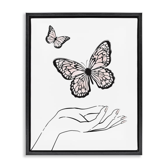 Stupell Industries Modern Minimal Catching Butterflies Black Floating Frame Canvas Art, 25 x 31, by Martina Pavlova