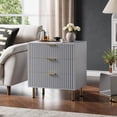 thumbnail image 1 of Gris 3 - cajón fluted moderno cómoda para dormitorio, nightstand, o side mesa in sala de estar, hallway, o para niños room - deep cajones y de anchura top para organizing, 1 of 7