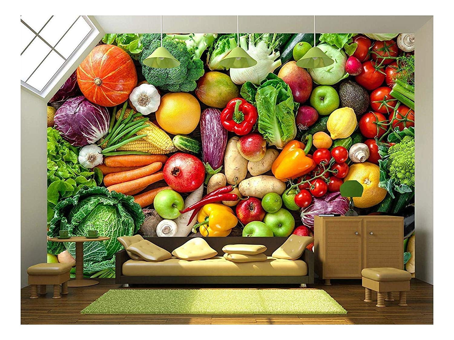 wall26 Assortment of Fresh Fruits and Vegetables Removable Wall