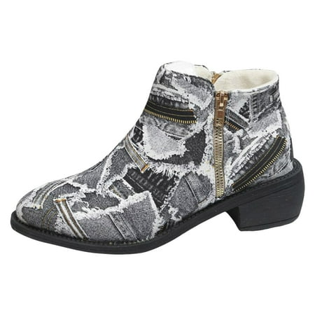 

Fashionable Denim Zipper Women s Boots For Autumn New Pattern Thick Heel High Soft Sole Short Boots