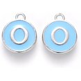 thumbnail image 1 of 20Pcs Alloy Enamel Letter Charms Alphabet Charms Accessory Platinum Plated Letter.O Pendant for Women Birthday Festival Gifts Jewelry 14x12x2mm Hole: 1.5mm, 1 of 1