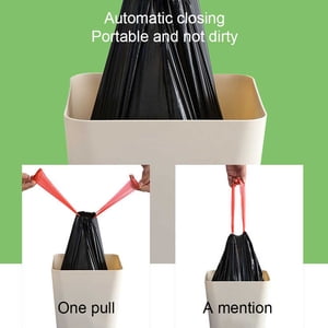 Langgg 15Pcs Rope Garbage Bags Drawstring PE Trash Handheld Automatic Closing Waste Pouch Bag Household Cleaning Tools