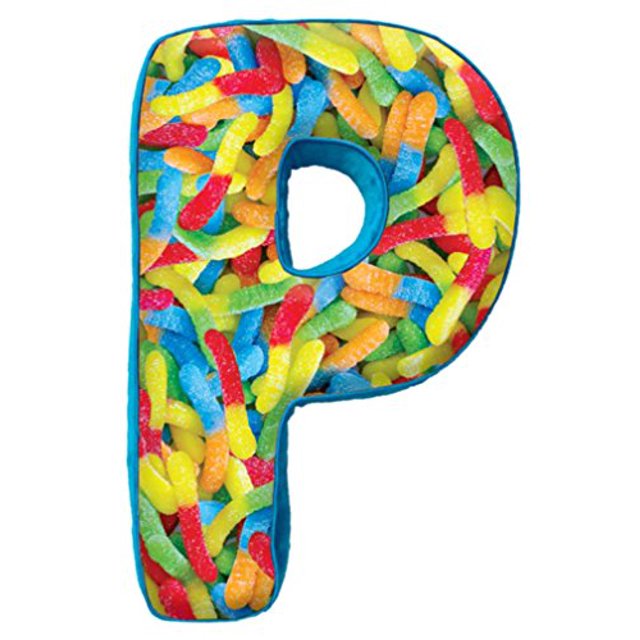 iscream Lettermania G Initial 16 Candy Collage Print Almohada con microperlas de forro polar en la espalda iscream 0810350000000