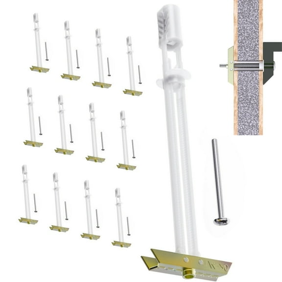 12 Set Drywall Anchors with Bolts for 1/4-20 Gauge Fasteners, Cavity Wall Anchors Hold Up To 270 Lbs, Bolts for Drywall Walls To Secure Hanging Objects