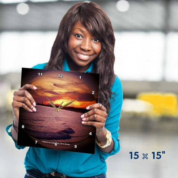 3dRose, Sunset in Cape May, 15x15 Wall Clock