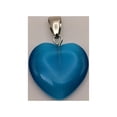 thumbnail image 2 of Natural Heart Shaped Pink Cat Eye Handmade Pendant Necklace Blue Cat Eye, 2 of 4
