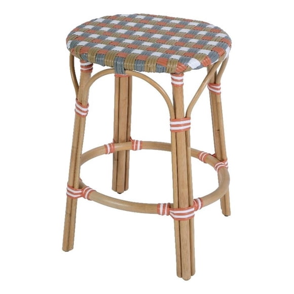 Butler Specialty Company Ballito 24 in. Seat Height Oval Rattan Counter Stool - Orange and Brown
