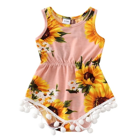 

BSDHBS Parent-Child Clothing Summer Matching Mother Daughter Baby Sleeveless Sunflower Pattern Romper Jumpsuit with Pocket Family Matching Set Pink Size 9-12m