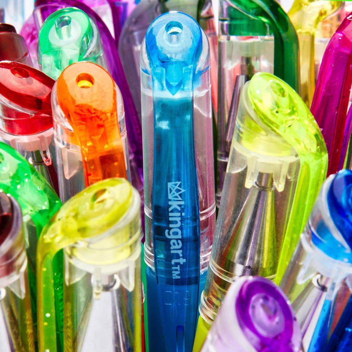 KINGART Glitter Gel Pens Set – 30 Vibrant Colored Pens for Adult Coloring, Art and Crafts
