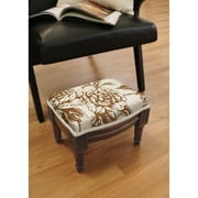 123 Creations Caramel Peony Footstool with wood stained finish