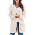 thumbnail image 1 of Manteau d'Hiver Automne pour Femmes, Col Rond, Tricoté, Cardigan Mode, Ouvert devant, Trench-Coat Chaud Mi-Long, 1 of 4