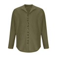 thumbnail image 5 of Men Long Sleeve Shirt Button Down Loose Fit Vintage Banded Collar High Elastic Casual Sports Beach Top, 5 of 6