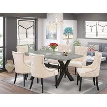 East West Furniture X-Style 7-piece Wood Dining Set in Black/Light Beige