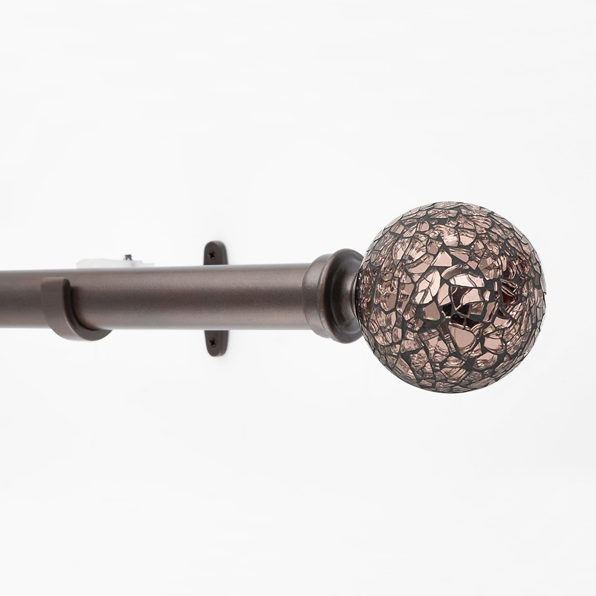 Deco Window 1 Inch Adjustable Brown Curtain Rod for Windows Curtains