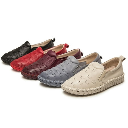 Orange Leather Footwear - Women's Leather Loafers Slip-ons Boat Shoes