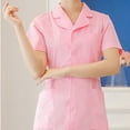 thumbnail image 4 of dGslk DC25 Women's Short Sleeve Button-Front Work Dress, Lightweight Pink Uniform Dress with Pockets for Nurses, Spa, Salon, Hospitality, Medical, and Cleaning Staff, 4 of 4