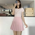 thumbnail image 5 of Women Girls High Waist Mini Skater Skirt Flared Casual Pleated Short Skirt,School Uniform Pleated Skater Tennis Skirt with Lining Shorts A-line Mini Skirt, 5 of 5
