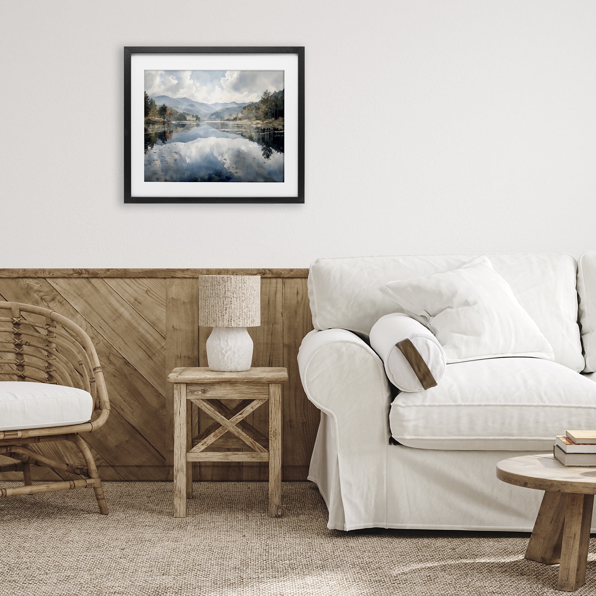 Stupell Industries Nature's Reflection on Mountain Lake Black Framed Print Under Glass, design by Franklyn Gregory