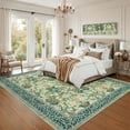 thumbnail image 3 of Green Living Room Rugs 8x10 Washable Floral Print Bedroom Rugs Soft Non Slip Large Botanical Carpet for Dining Room Low Pile Stain Resistant Indoor Farmhouse Floorcover for Home Office, 3 of 8