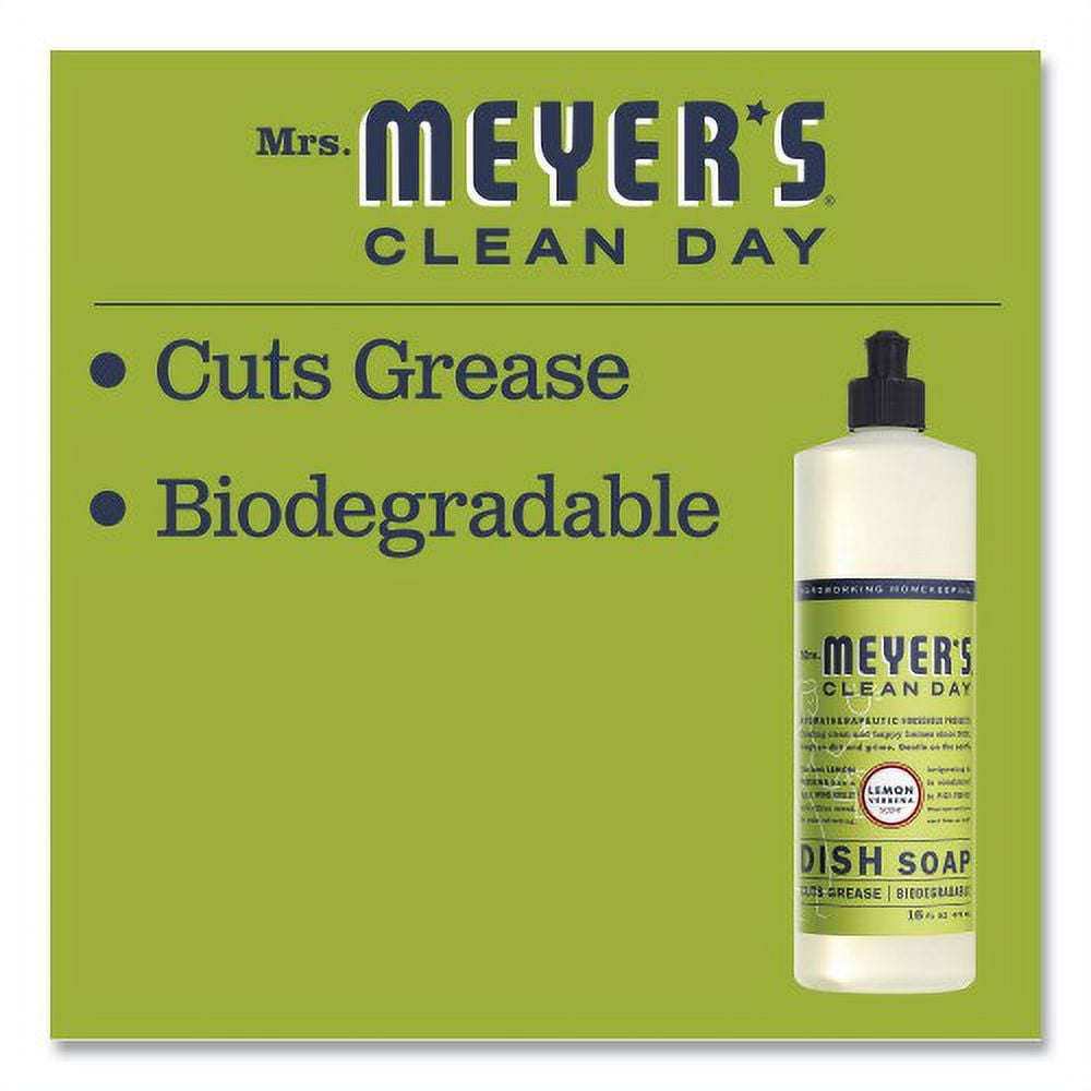 Mrs. Meyer's Dish Soap, Lemon Scent, 16 oz, Bottle, 6/Carton