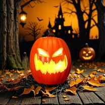 Kbndieu Halloween Pumpkin Lights Scary Glowing Plastic Pumpkin Lamp, LED Halloween Pumpkin Lantern Decorations Indoor Outdoor Party Gifts