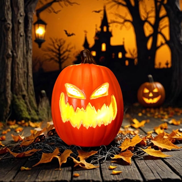 Luz LED para linterna calabaza de Halloween | Decoración realista moldeada por soplado | Batería 30x20cm | Patrón Naranja Hueco | Atrezzo del bar Spooky Home | Decoración festiva versátil