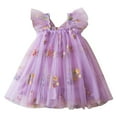 thumbnail image 5 of Ugoldhm Summer Girls' Mesh A-Line Dress - Embroidered Flutter Sleeve Solid Color, Casual & Elegant, 6M-5T, 5 of 9