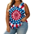 thumbnail image 2 of Crgrtght Plus Size Tank Tops for Women Tie Dye V Neck Sleeveless Graphic Casual Holiday Beach Summer Loose Flowy Blouse, Blue XXL, 2 of 7