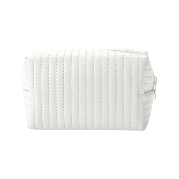 Unique Bargains 1 Pc Simple Square Makeup Bag White PU Leather