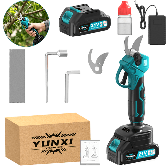 21V LCD Cordless Electric Pruner, Rechargeable Ergonomic Handheld Electric Pruning Shears, Power Tree Branch Trimmer for Orchards, Landscaping, Yard and Garden Use, Reduces Hand Fatigue