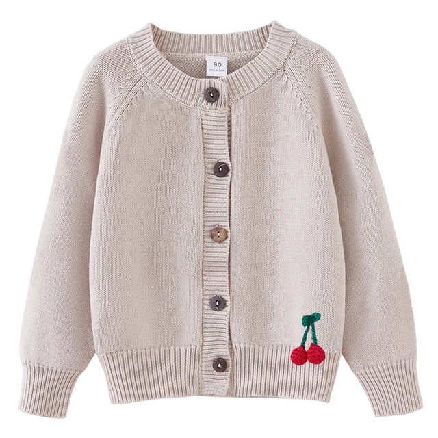 RXIRUCGD Industrie Lourde Cardigan Tricoté au Crochet à la Main pour Filles en Coton à Col Rond Chandail Veste pour Enfants ( Kaki, Taille : 5 Ans )