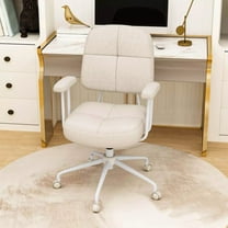 Auranook Home Office Chair, Leathaire Upholstered Task Chair with Cushioned Back & Padded Armrests, Beige