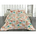 thumbnail image 2 of Ambesonne Tropical Vibes Quilted Bedspread Set 3 Pcs, Exotics Flamingo Art, Queen, Dark Pink Jade Green, 2 of 4